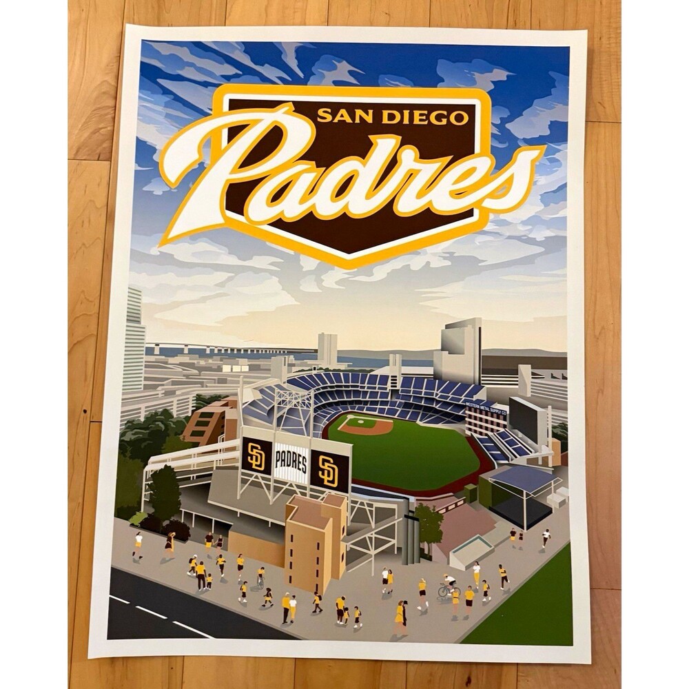 San Diego Padres MLB Petco Park Art  Print Poster 24 x 18in.